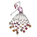 Elegant French Ballet Dancer Brooch With Blue Rhinestone Crystals, Alloy Lapel Pin Corsage Gift For Women