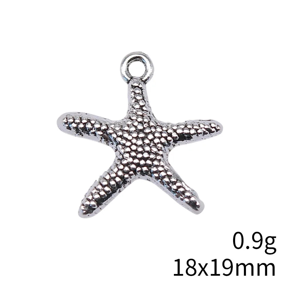 18x19mm 0.9g Antique Silver Zinc Alloy Starfish Charm Pendant for DIY Bracelet Necklace Jewelry Making