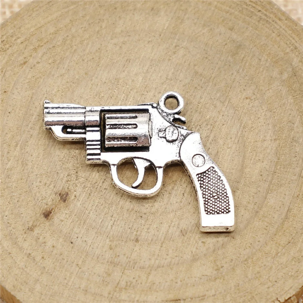 29x22mm 3.7g Multicolor Zinc Alloy Pistol Charm Pendant for DIY Bracelet Necklace Jewelry Making