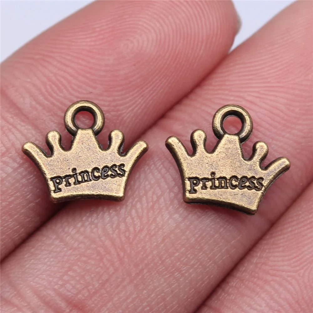 13mm 0.7g Multicolor Zinc Alloy princess Crown Letter Charm Pendant for Bracelet Necklace Making