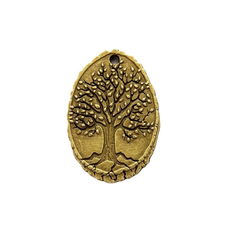 25x17MM Antique Silver Zinc Alloy Tree Of Life Oval Double Sided Charm Pendant for DIY Necklace Bracelet Jewelry Making