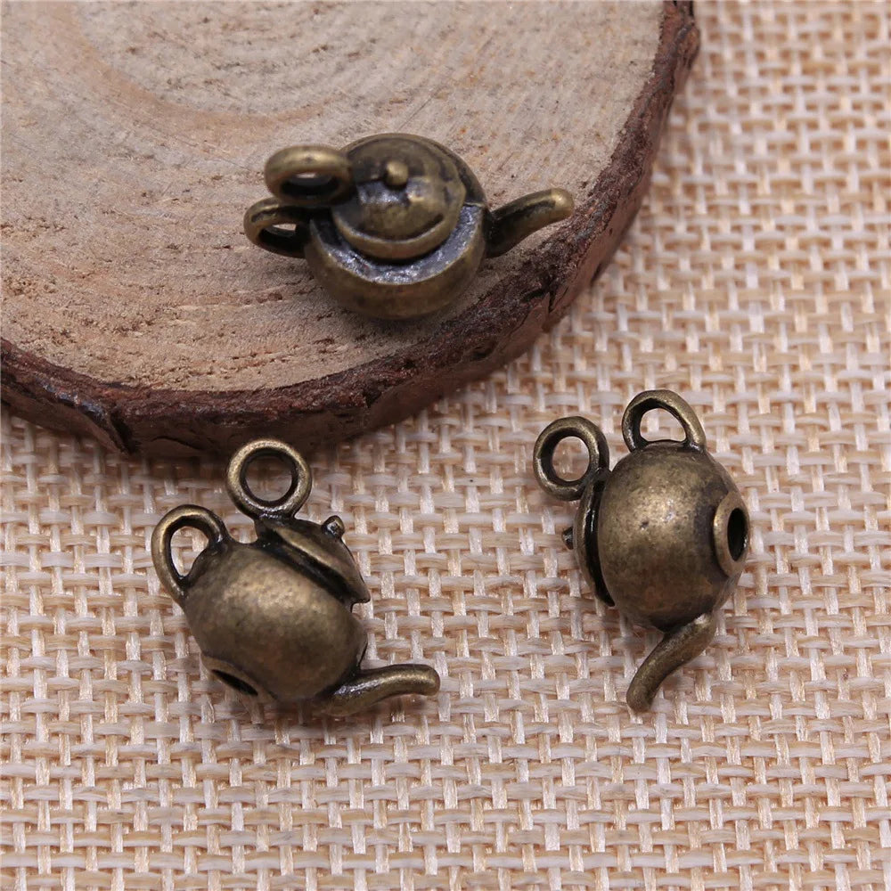 18x13x10mm 3.4g Multicolor Zinc Alloy 3D Teapot Charm Pendant for DIY Bracelet Necklace Making