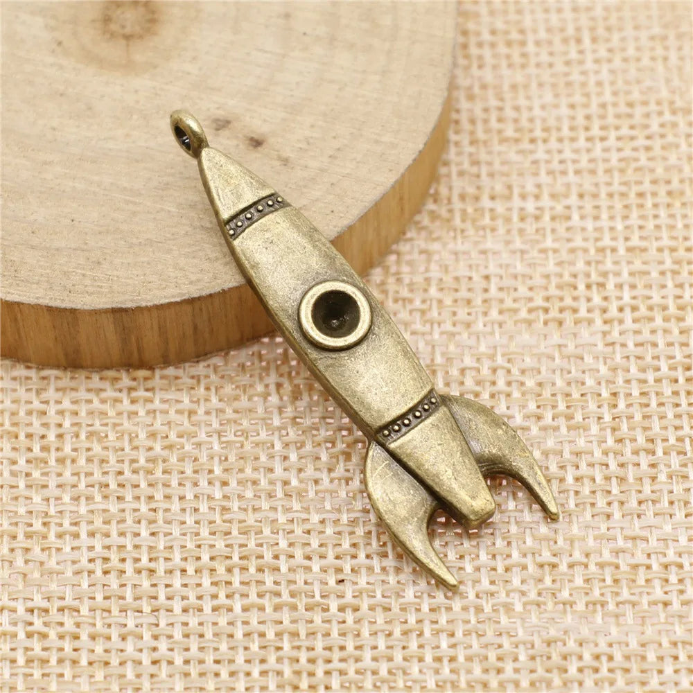 50x15mm 3.7g Multicolor Zinc Alloy Rocket Charm Pendant for Space Theme DIY Jewelry Making