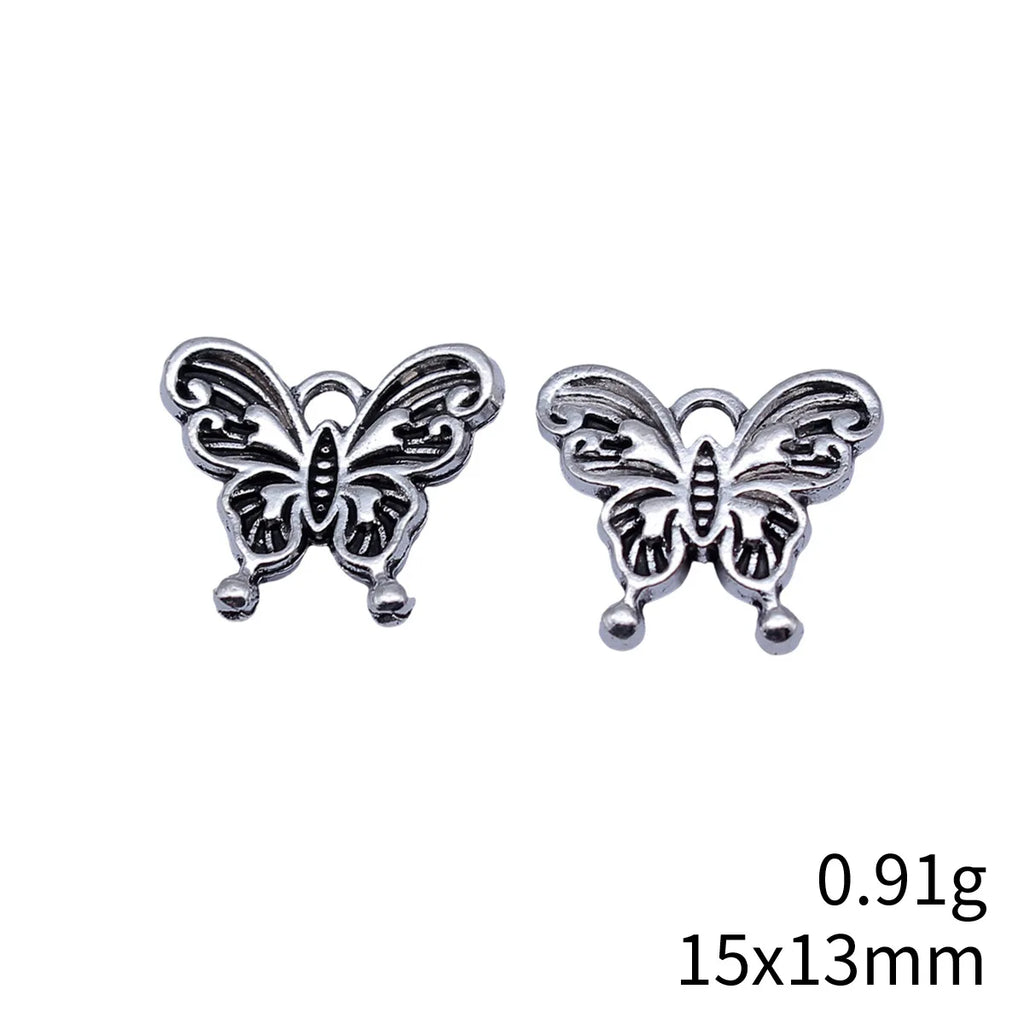 15x13mm 0.91g Antique Silver Zinc Alloy Butterfly Charm Pendant for DIY Bracelet Necklace Jewelry