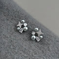 Micro Pave Zircon Six-Point Star Pearl Copper Stud Earrings Premium Minimalist Workwear