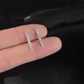 14K Plated Copper Long Bar Geometric Glass Rhinestone Stud Earrings Minimalist Jewelry