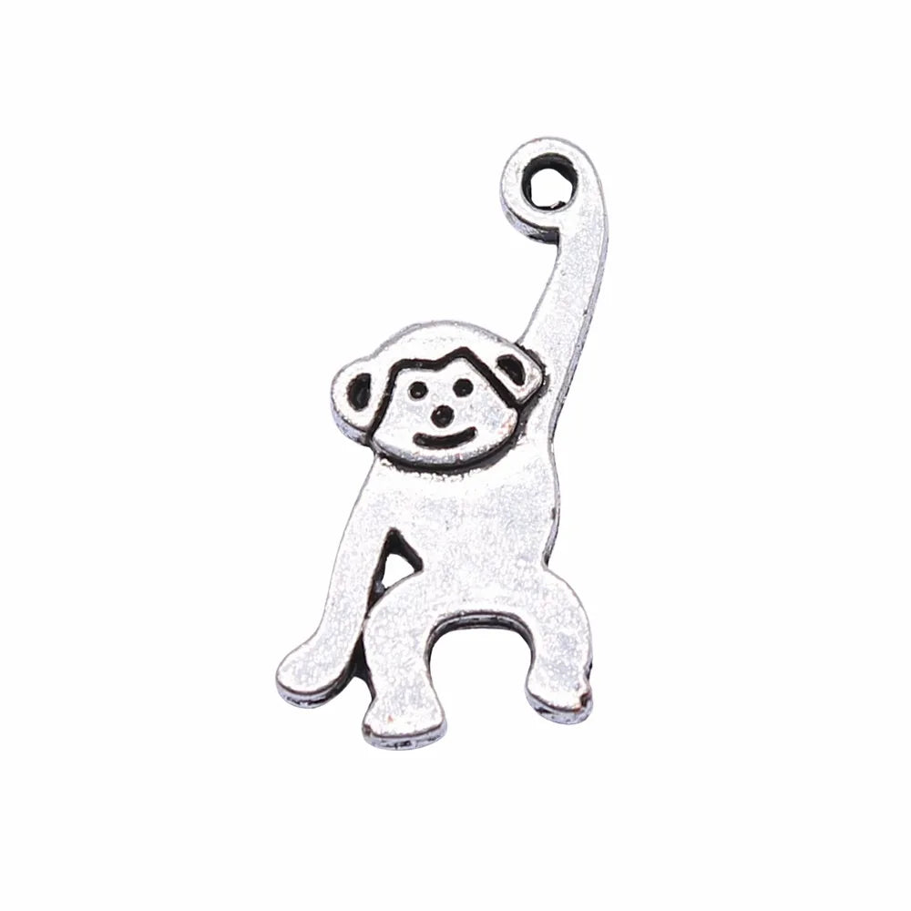 16x8mm 0.5g Antique Silver Zinc Alloy Monkey Charm Pendant for DIY Necklace Bracelet Jewelry Making