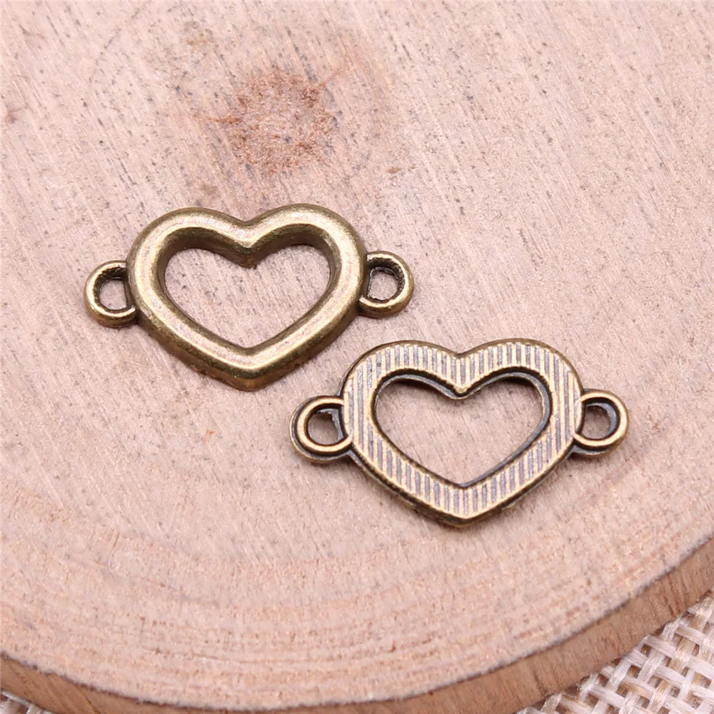 18x11mm 0.7g Multicolor zinc alloy Heart connector charm for DIY bracelet necklace making
