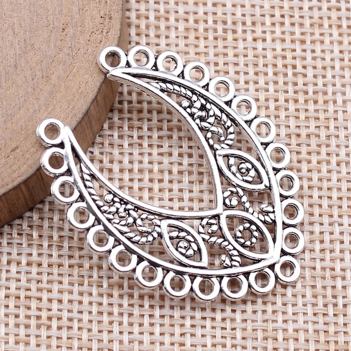 39x31mm 3.3g Antique Silver Zinc Alloy Earring Connector Charm for DIY Dangle Earring Jewelry Making