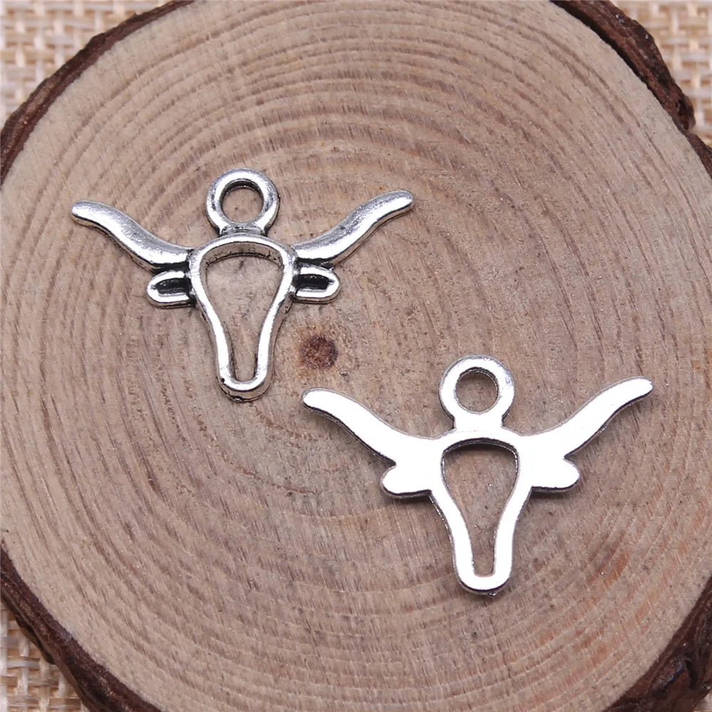 22x15mm 0.7g Multicolor Zinc Alloy Bull Head Charm Pendant for DIY Western Jewelry Making