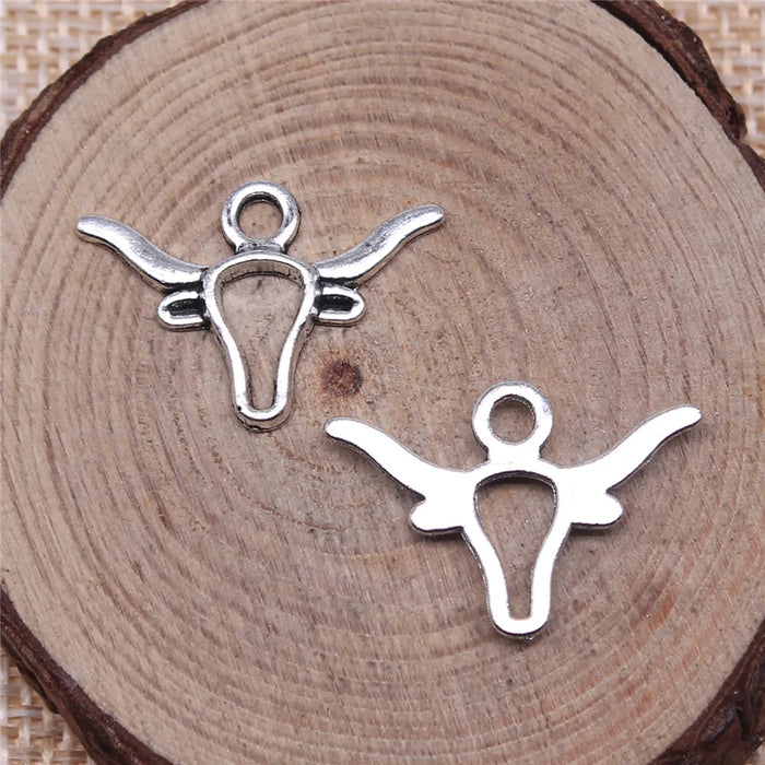 22x15mm 0.7g Multicolor Zinc Alloy Bull Head Charm Pendant for DIY Western Jewelry Making
