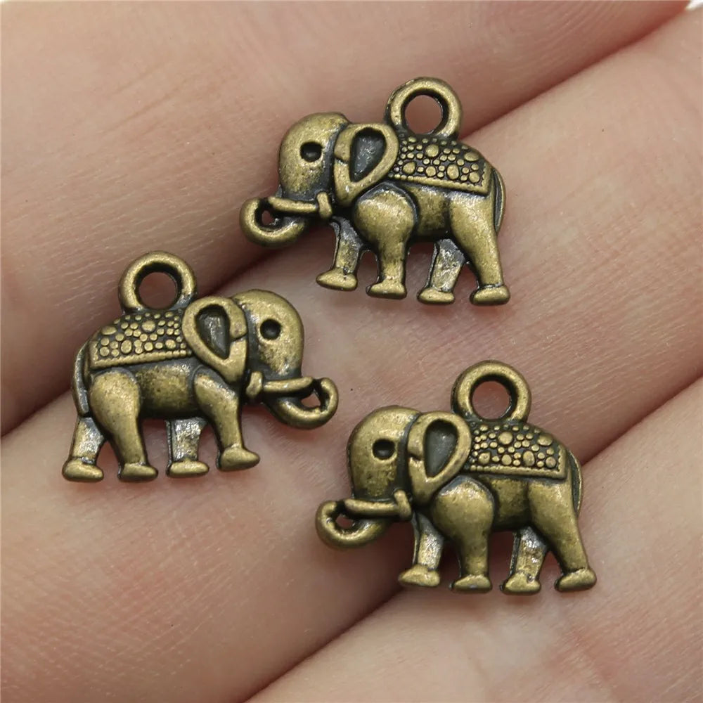 13x12mm 1g Multicolor Zinc Alloy Elephant Double Sided charm pendant for earrings bracelet DIY jewelry making