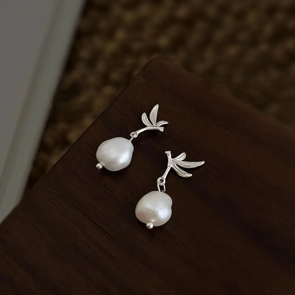 Niche Designer Natural Freshwater Pearl Irregular Baroque Geometric Drop Earrings For Women