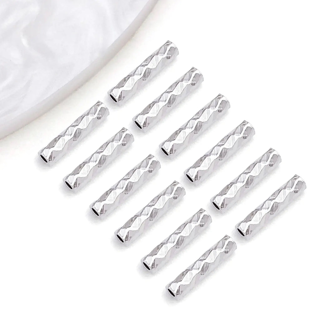 18K Gold Plated Copper Alloy Faceted Straight Tube Beads for DIY Bracelet Jewelry