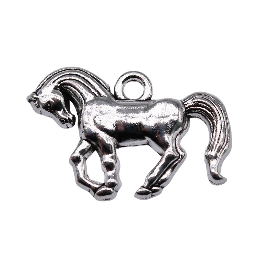 24x16mm 1.97g Antique Silver Zinc Alloy Horse Charm Pendant for DIY Necklace Bracelet Jewelry Making