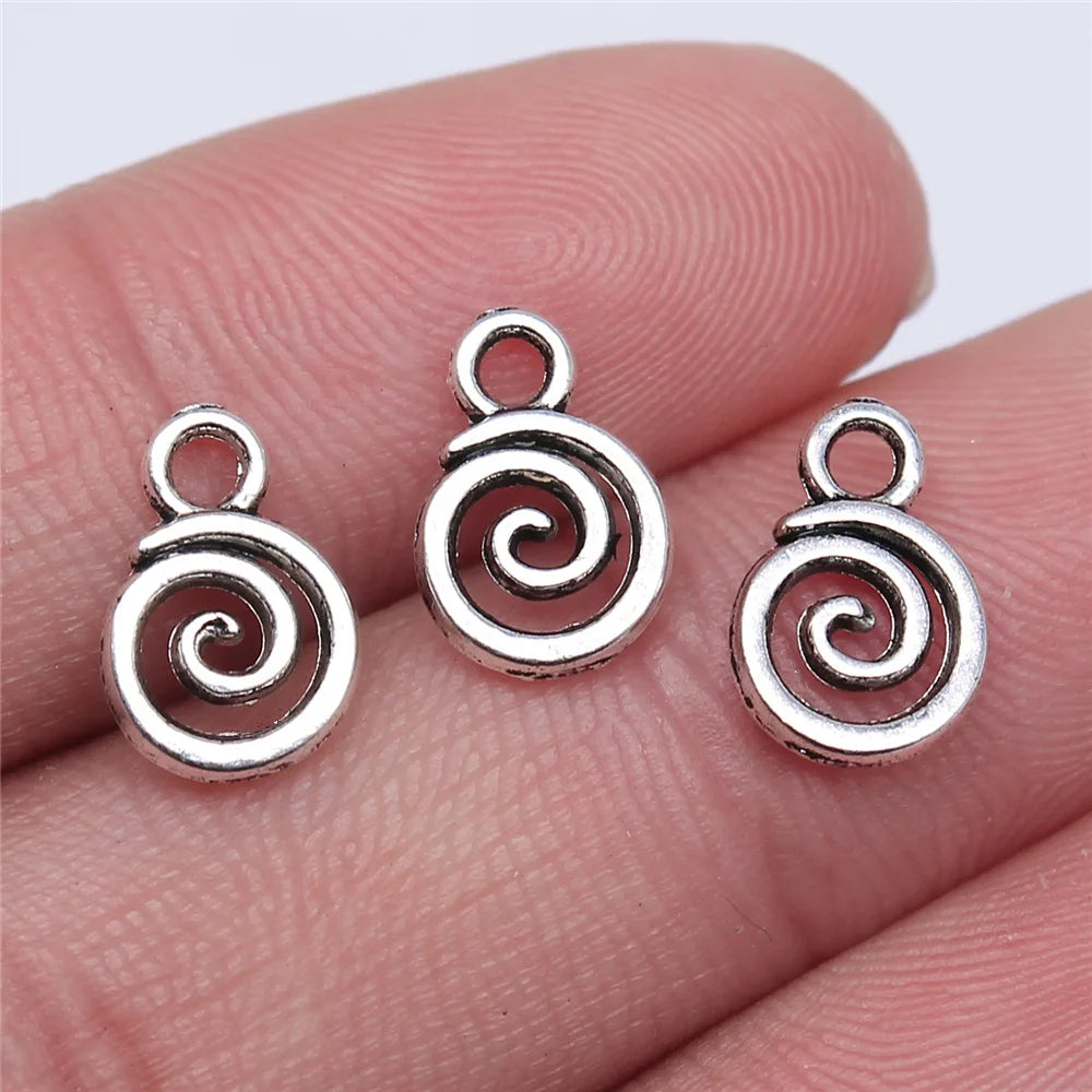 11x8mm 0.4g Multicolor Zinc Alloy Swirl charm pendant for DIY bracelet necklace making