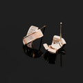Elegant Shell Cross Rose Gold Tone Zircon Enamel Stud & Clip On No Piercing Commuter Luxury Earrings