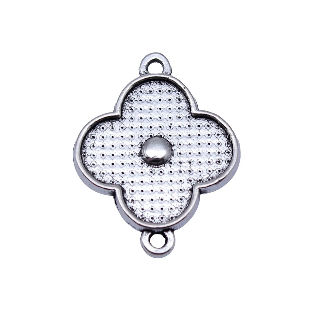24x18mm 2.5g Antique Silver Zinc Alloy Four Leaf Clover Connector Charm for DIY Bracelet Jewelry