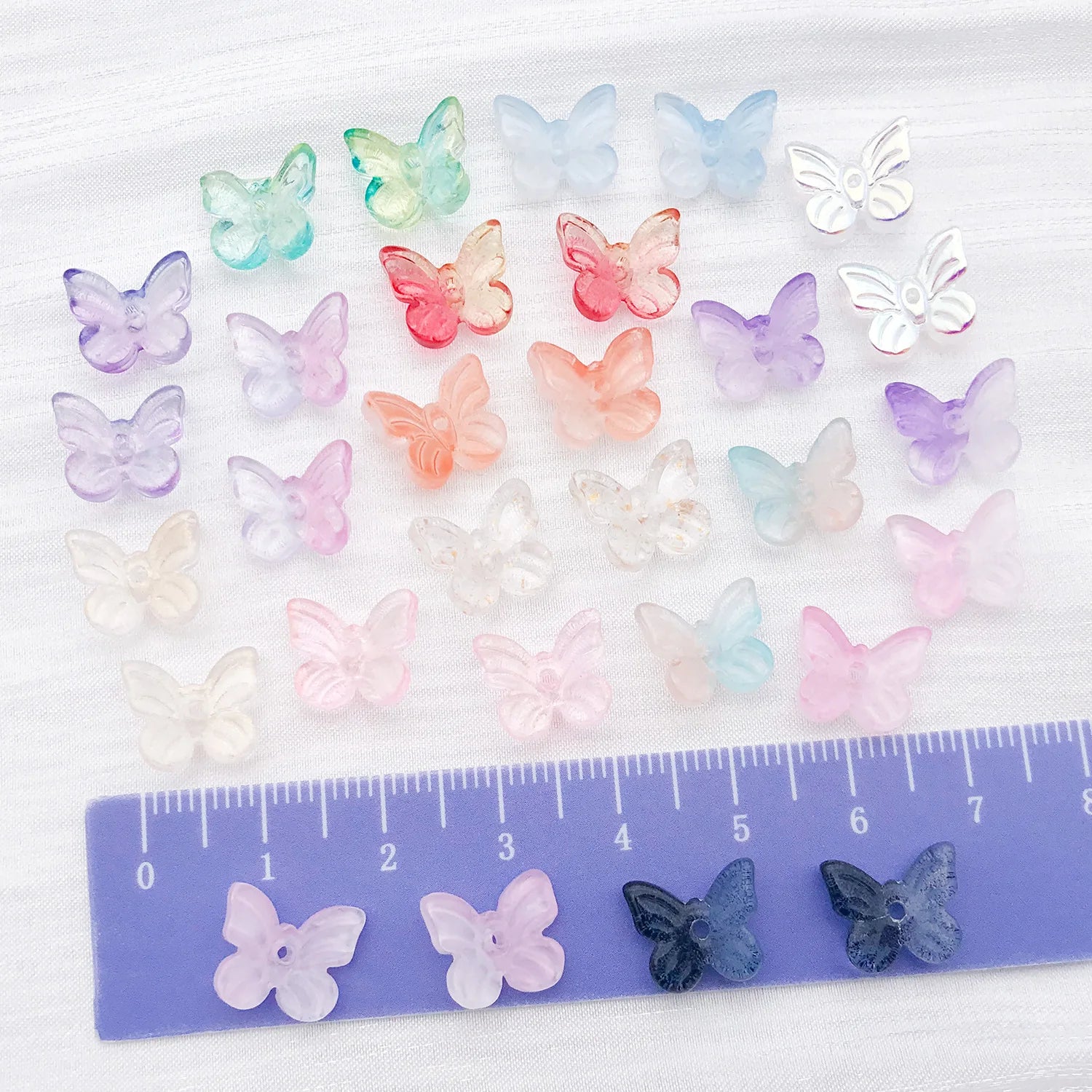Gold Foil Gradient Glass Butterfly Loose Beads for DIY Tassel Hairpin Jewelry Making