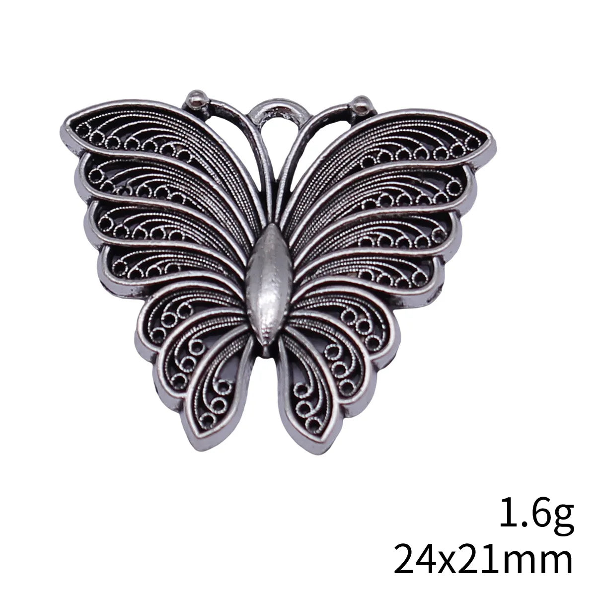 24x21mm 1.6g Antique Silver Zinc Alloy Butterfly Charm Pendant for DIY Necklace and Bracelet Making