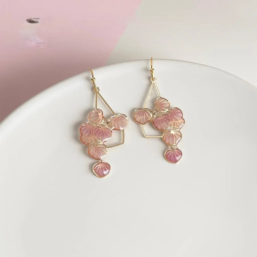Sweet Grape Enamel Drop Earrings Eco-Friendly Copper Handmade Light Luxury Jewelry