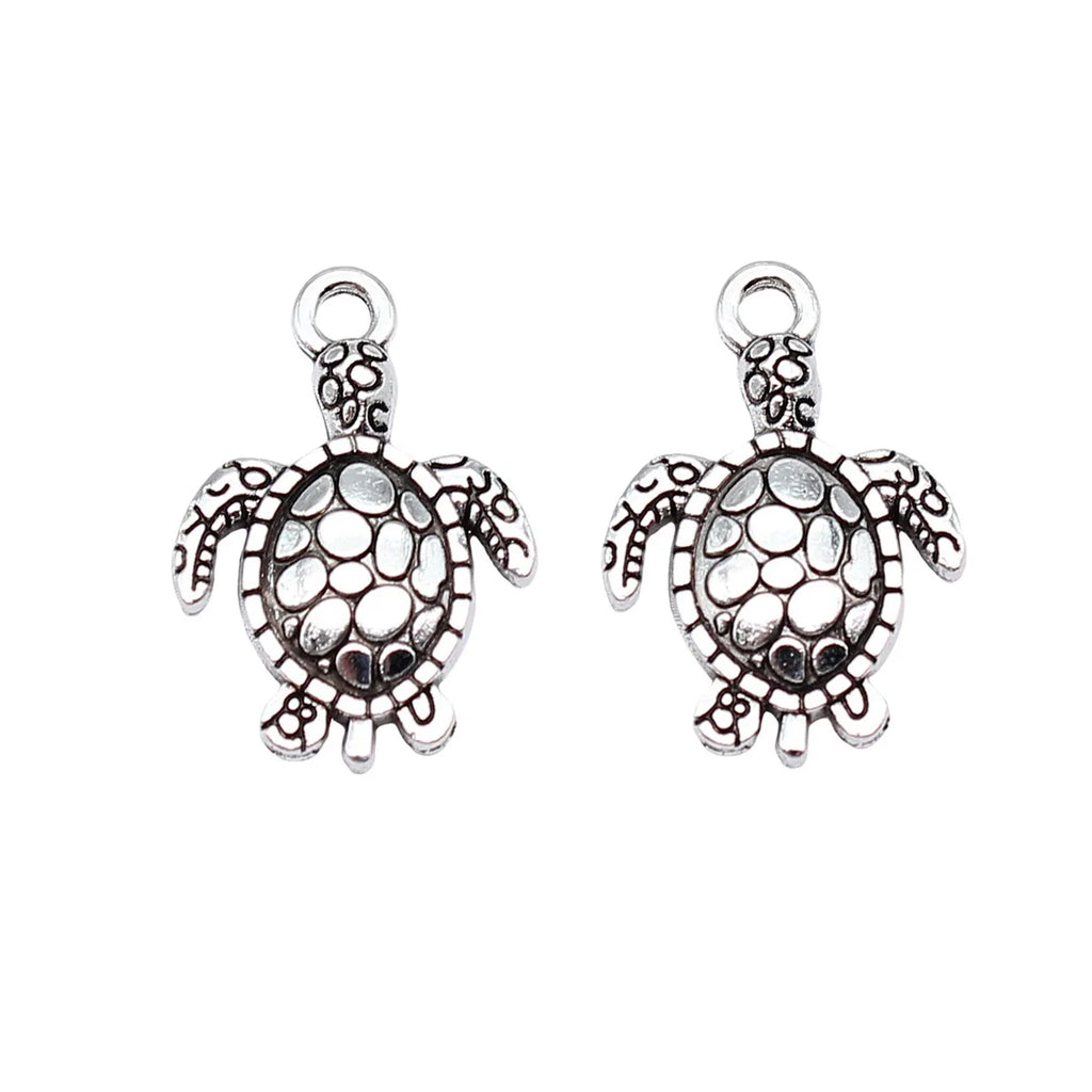 22x15mm 1.3g Antique Silver Zinc Alloy Sea Turtle Charm Pendant for DIY Necklace Bracelet Jewelry Making