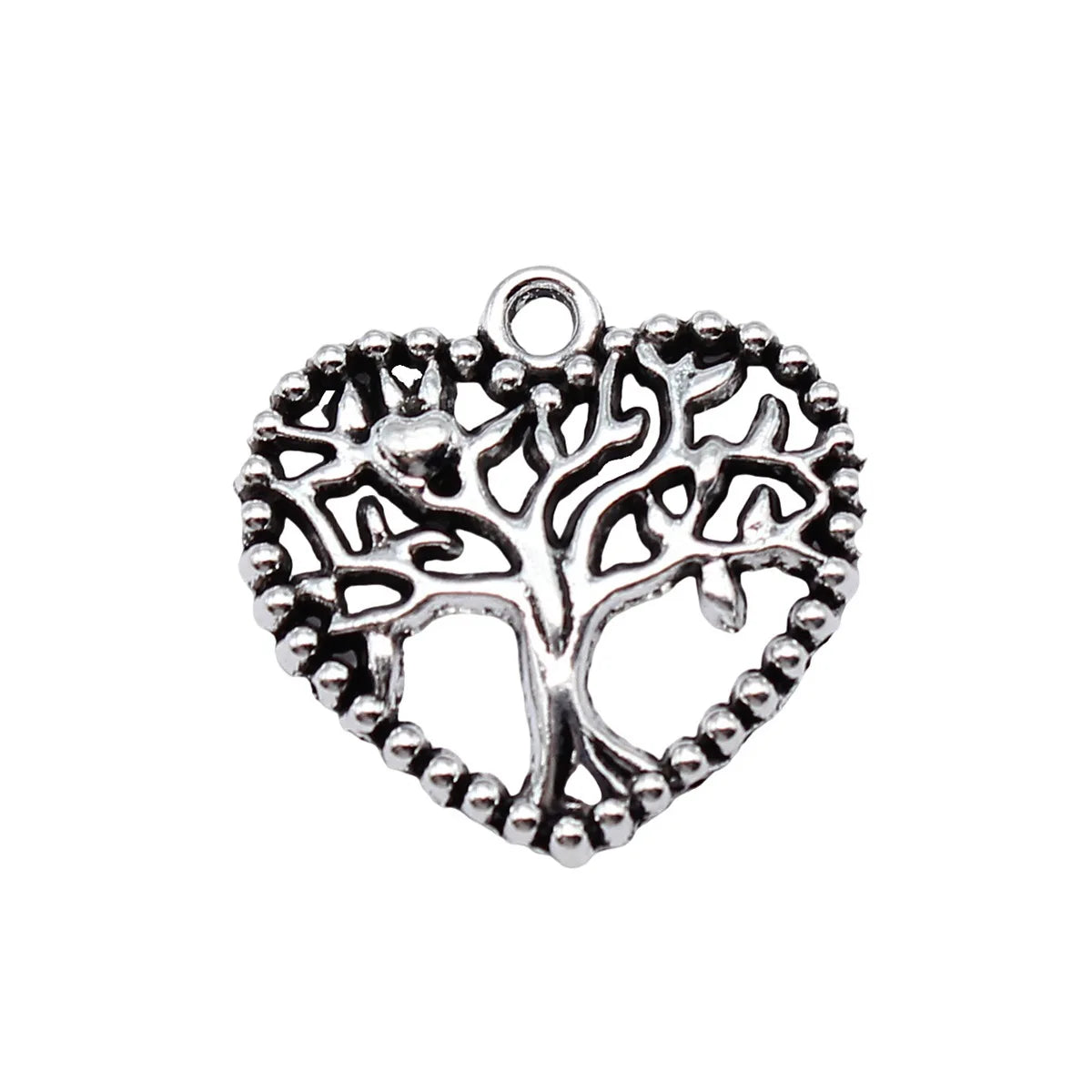 20x20mm 1.5g Antique Silver Zinc Alloy Heart Tree Charm Pendant for DIY Vintage Jewelry Making