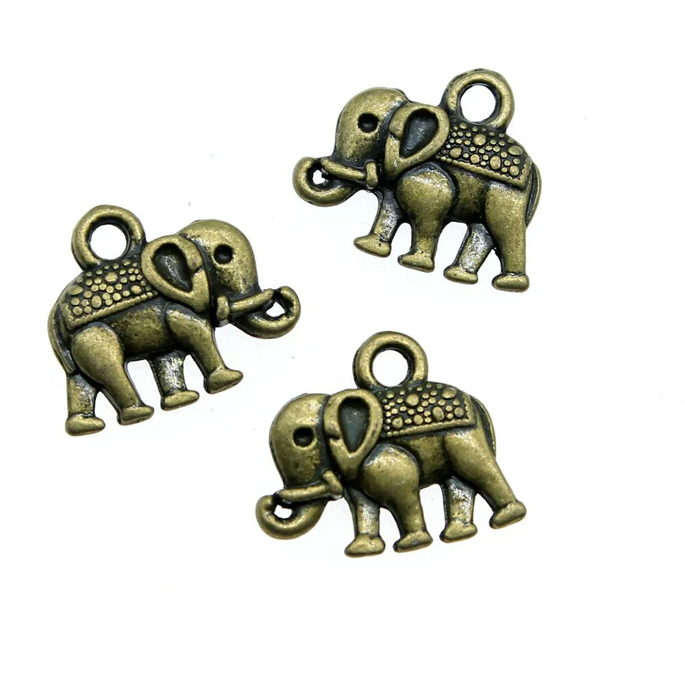 13x12mm 1g Multicolor Zinc Alloy Elephant Double Sided charm pendant for earrings bracelet DIY jewelry making
