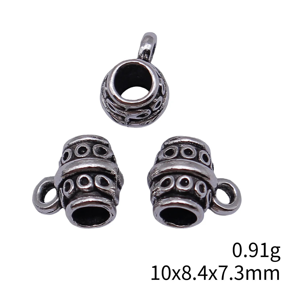 10x8.4x7.3mm 0.91g Antique Silver Zinc Alloy Three-Hole Pendant Bail Connector for DIY Jewelry Findings