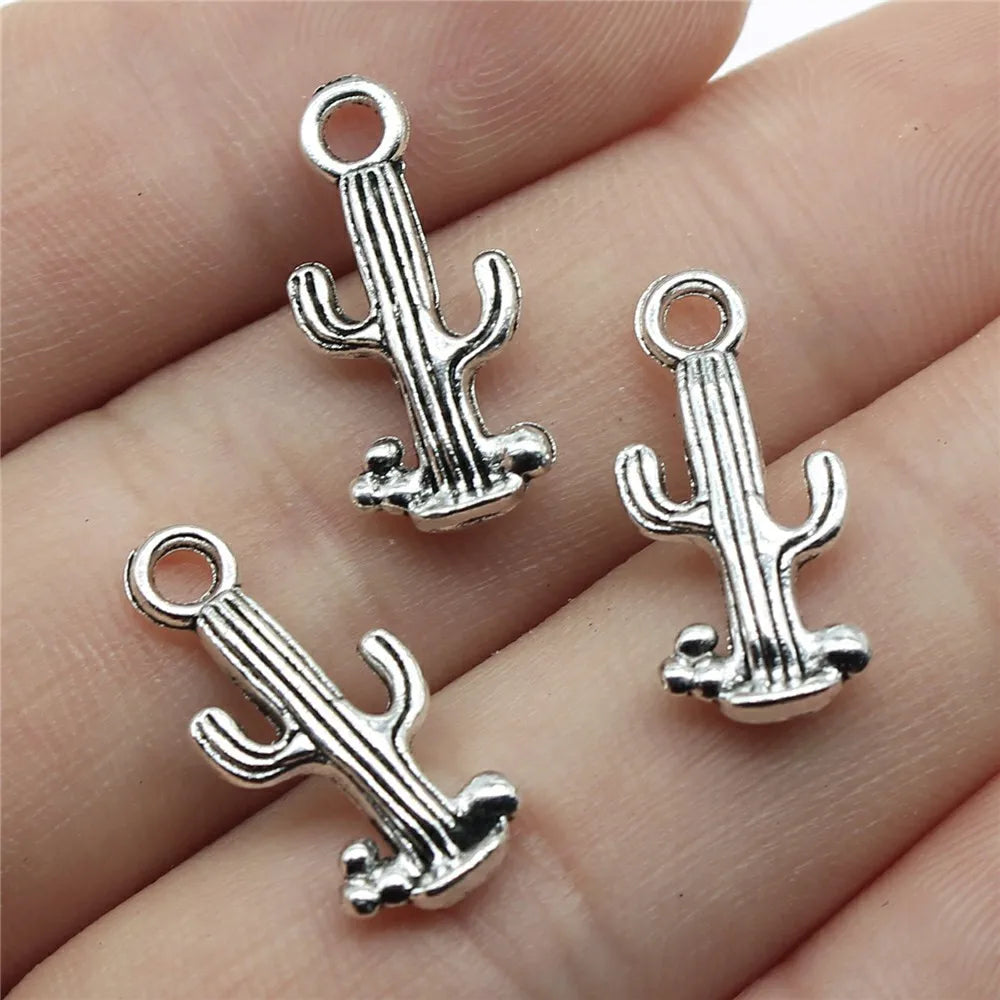 20x9mm 1g Antique Silver Zinc Alloy Cactus Charm Pendant for DIY Necklace Bracelet Jewelry Making