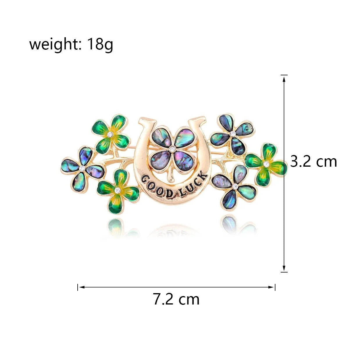 Elegant Alloy Four Leaf Clover Horseshoe Brooch With Enamel Rhinestone Flowers, Women's Lapel Pin Gift