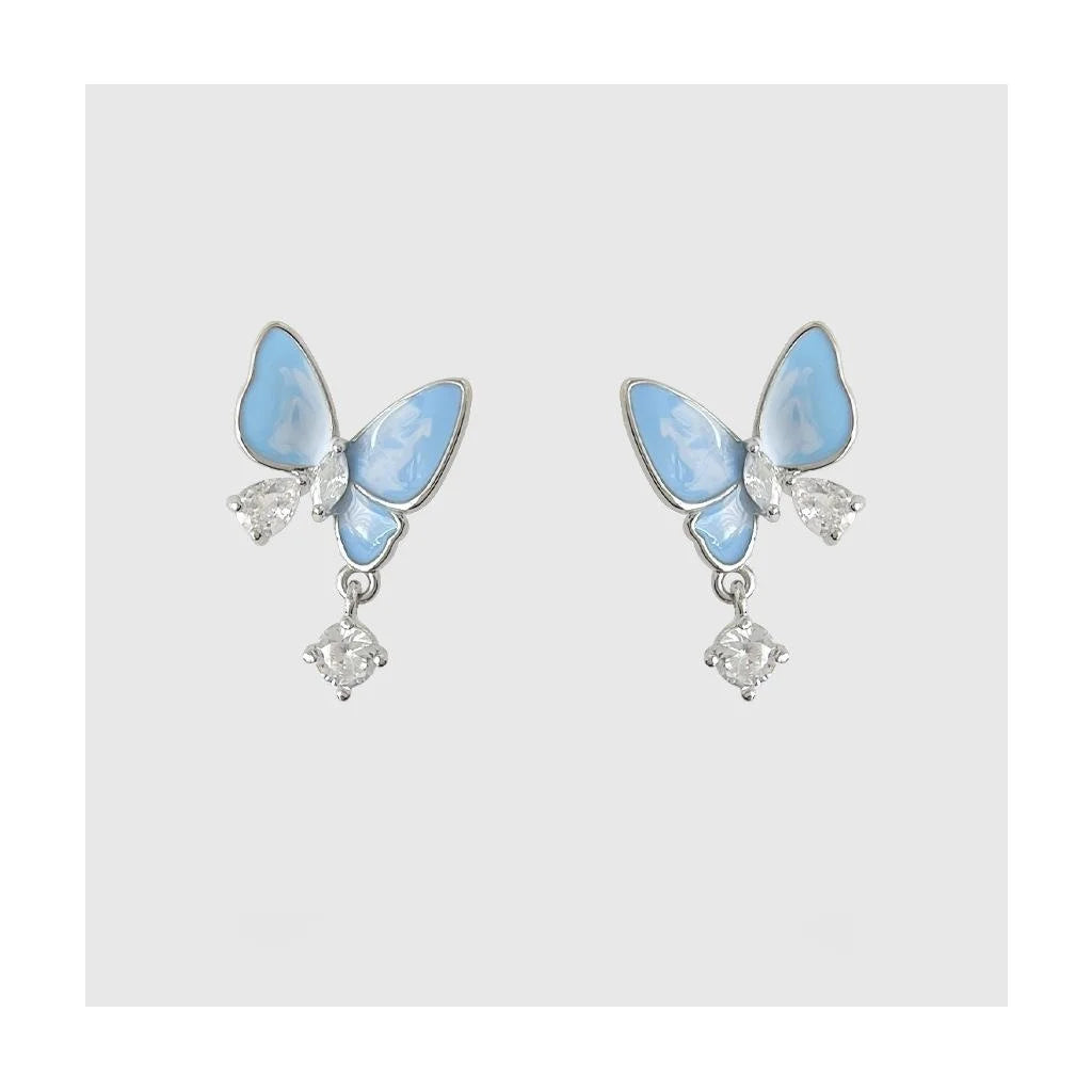Original Design Ombre Butterfly Copper Stud Earrings Fresh Sweet 2025 Jewelry