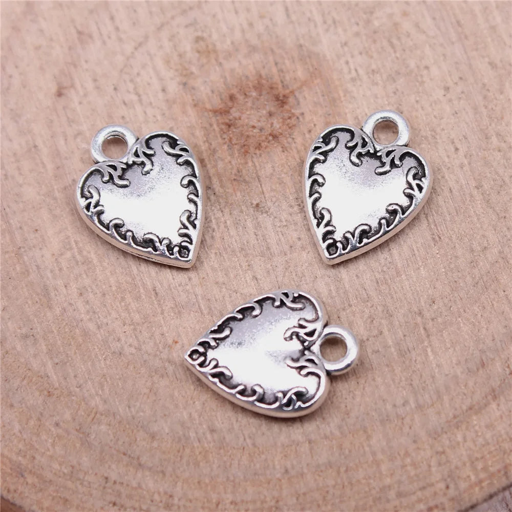 13x9mm 0.7g Antique Silver Zinc Alloy Heart Charm Pendant for DIY Necklace Bracelet Jewelry Making