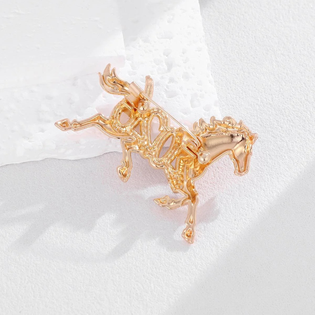 Luxury Year Of Horse Rhinestone Alloy Brooch For Women, Elegant Zodiac Horse Lapel Pin Corsage Gift