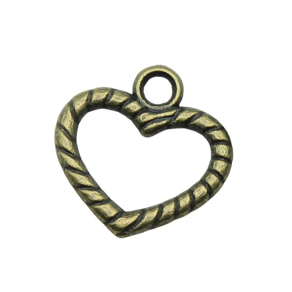 17x17mm 0.9g Multicolor Zinc Alloy Small Heart Charm Pendant for DIY Bracelet Necklace Making