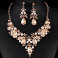 Luxury Rhinestone Crystal Pearl Drop Earrings And Necklace Jewelry Set For Women Wedding Party Banquet Gift