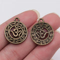 22x19mm 2.4g Multicolor Zinc Alloy OM Symbol Round Filigree Ring Hollow Charm Pendant for DIY Yoga Jewelry Making