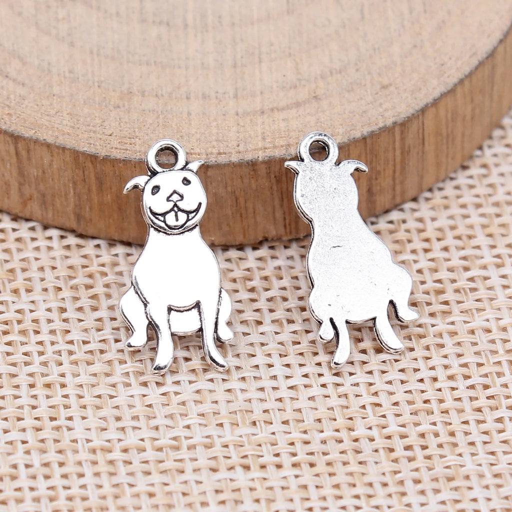 20x10mm 0.83g Antique Silver Tone Zinc Alloy Dog Charm Pendant for DIY Necklace Bracelet Jewelry Making
