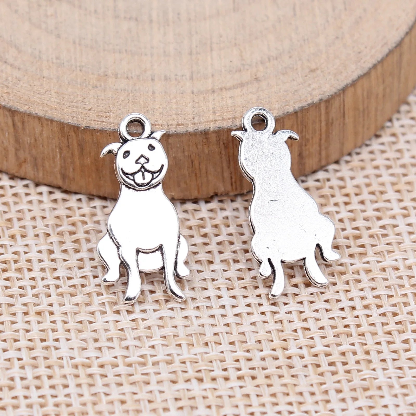 20x10mm 0.83g Antique Silver Tone Zinc Alloy Dog Charm Pendant for DIY Necklace Bracelet Jewelry Making