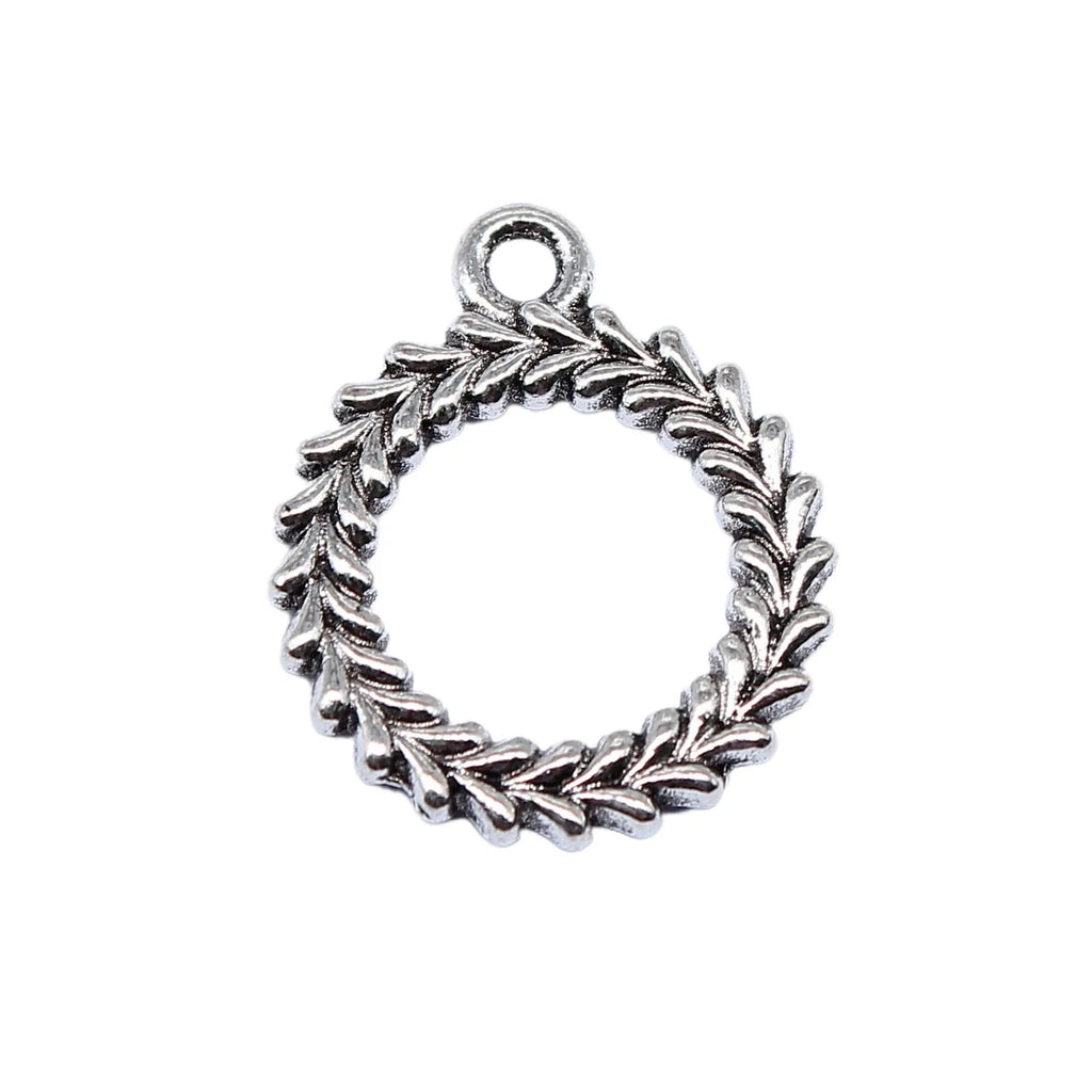 19x16mm 1.3g Antique Silver Zinc Alloy Olive Branch Ring Charm Pendant for DIY Jewelry Making
