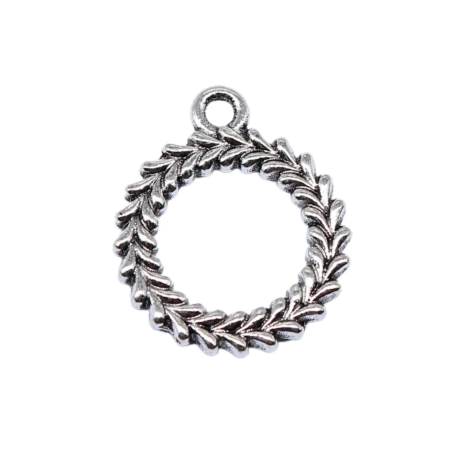 19x16mm 1.3g Antique Silver Zinc Alloy Olive Branch Ring Charm Pendant for DIY Jewelry Making