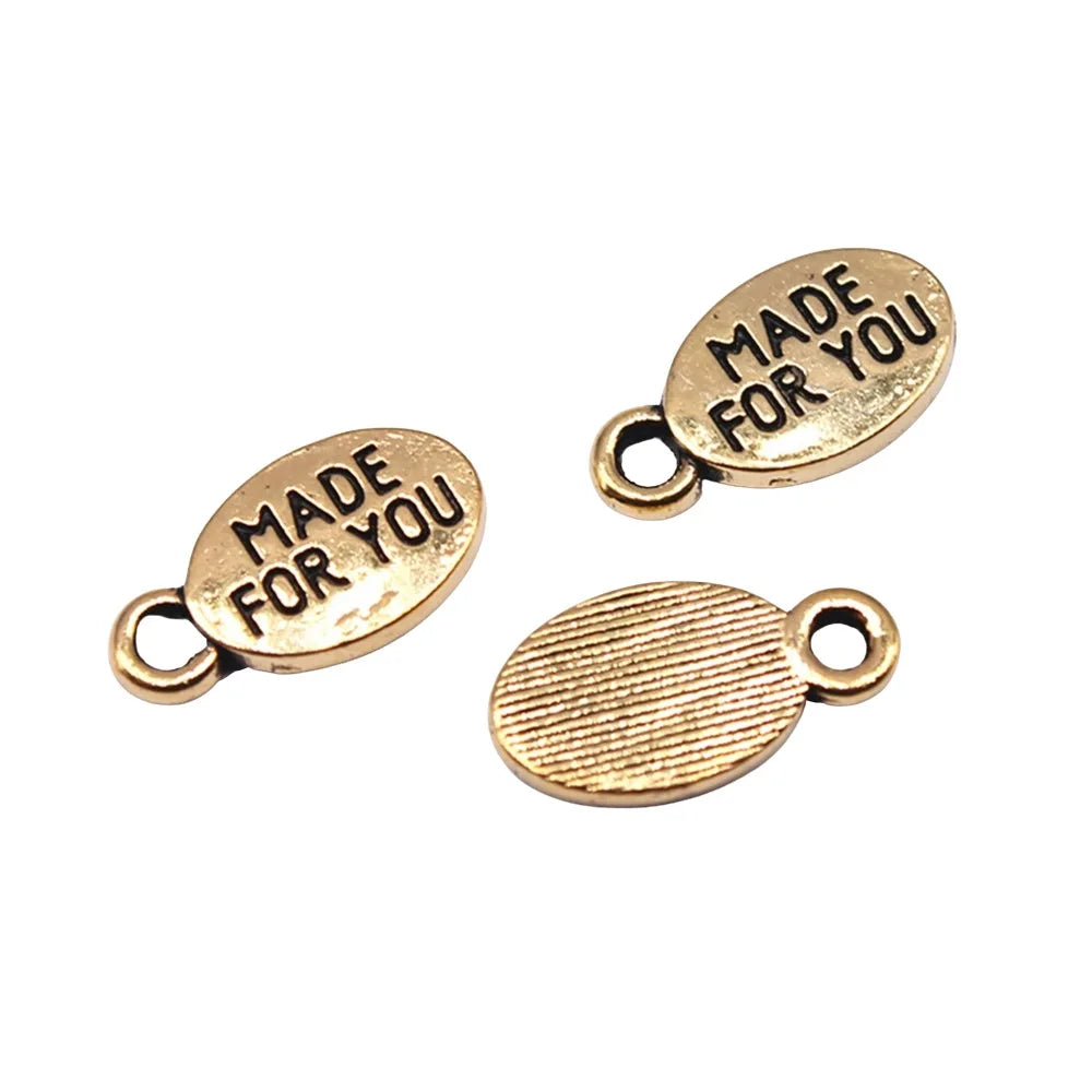 13x7mm 0.7g Multicolor Zinc Alloy Made For You Letter Charm Pendant for Bracelet Necklace Making