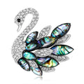Elegant Swan Brooch With Abalone Mother Of Pearl Rhinestones, Luxury Lapel Pin Corsage Suit Accessory
