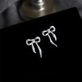 Sweet Ballet Bow Ribbon Stud Earrings Smooth Metal Copper For Women
