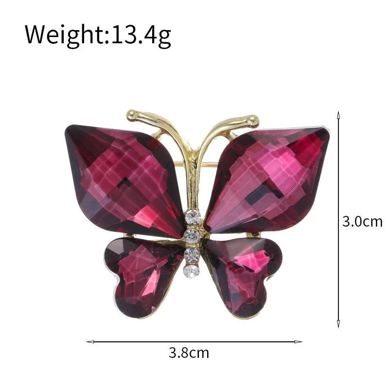 Elegant Emerald Green Crystal Butterfly Brooch With Rhinestone Body, Luxury Lapel Pin Suit Accessory Gift