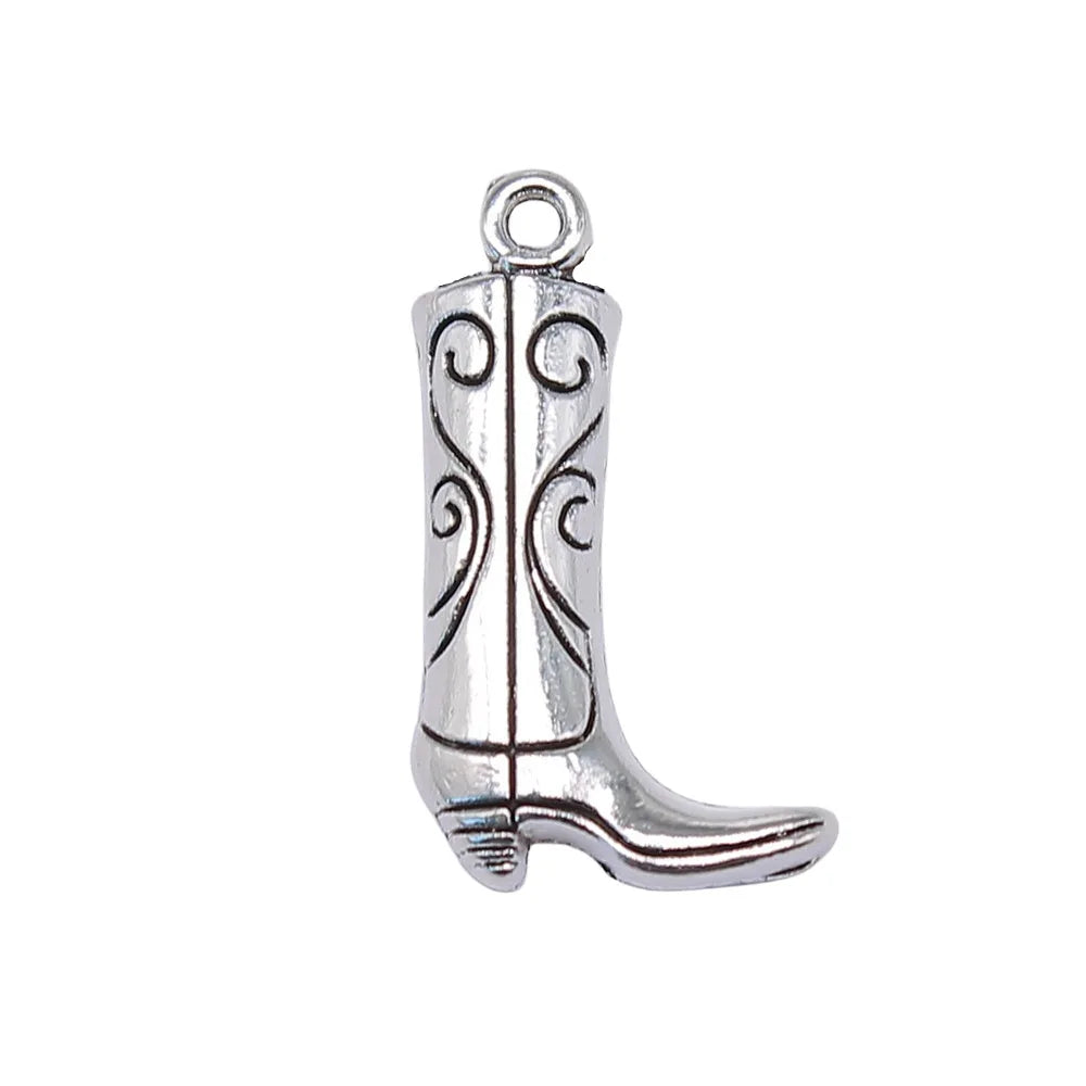 23x13mm 0.9g Antique Silver Zinc Alloy Boot Charm Pendant for DIY Jewelry Making