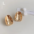 14K Plated Copper Irregular Geometric Drop Earrings Textured Curved Abstract Minimalist Jewelry