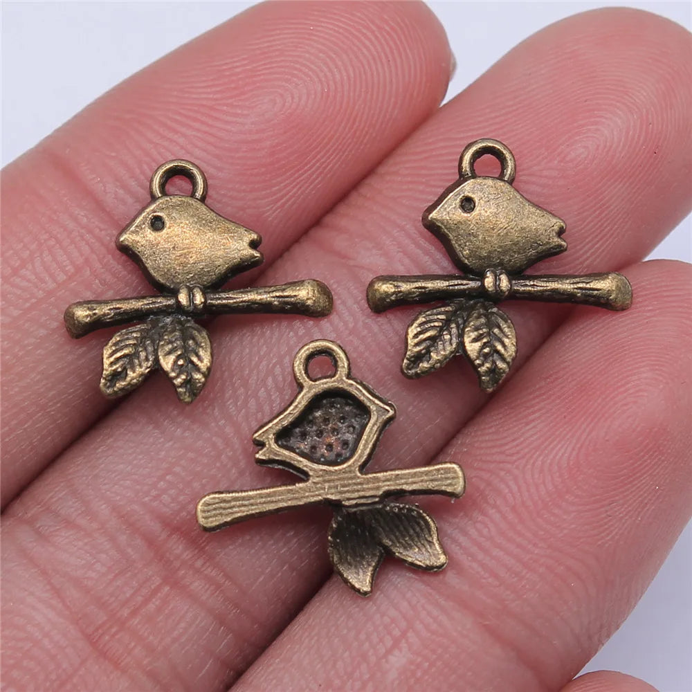 17x16mm 0.8g Multicolor Zinc Alloy Bird Charm Pendant for DIY Necklace Bracelet Jewelry Making