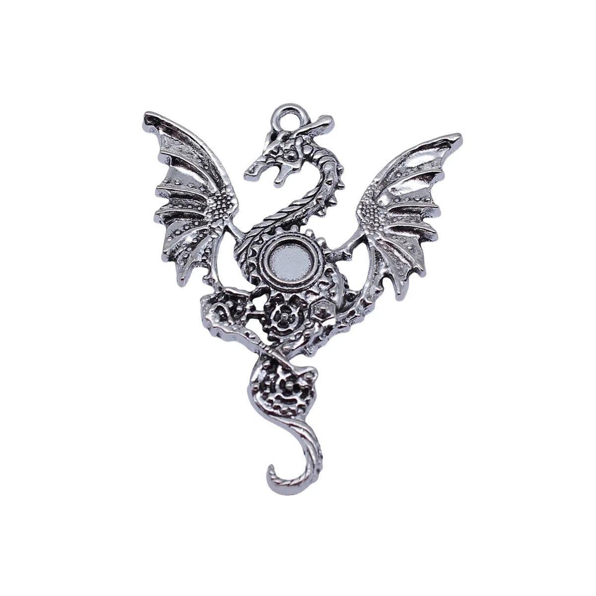 49x38mm 6g Antique Silver Zinc Alloy Gothic Flying Dragon Charm Pendant for DIY Necklace Bracelet