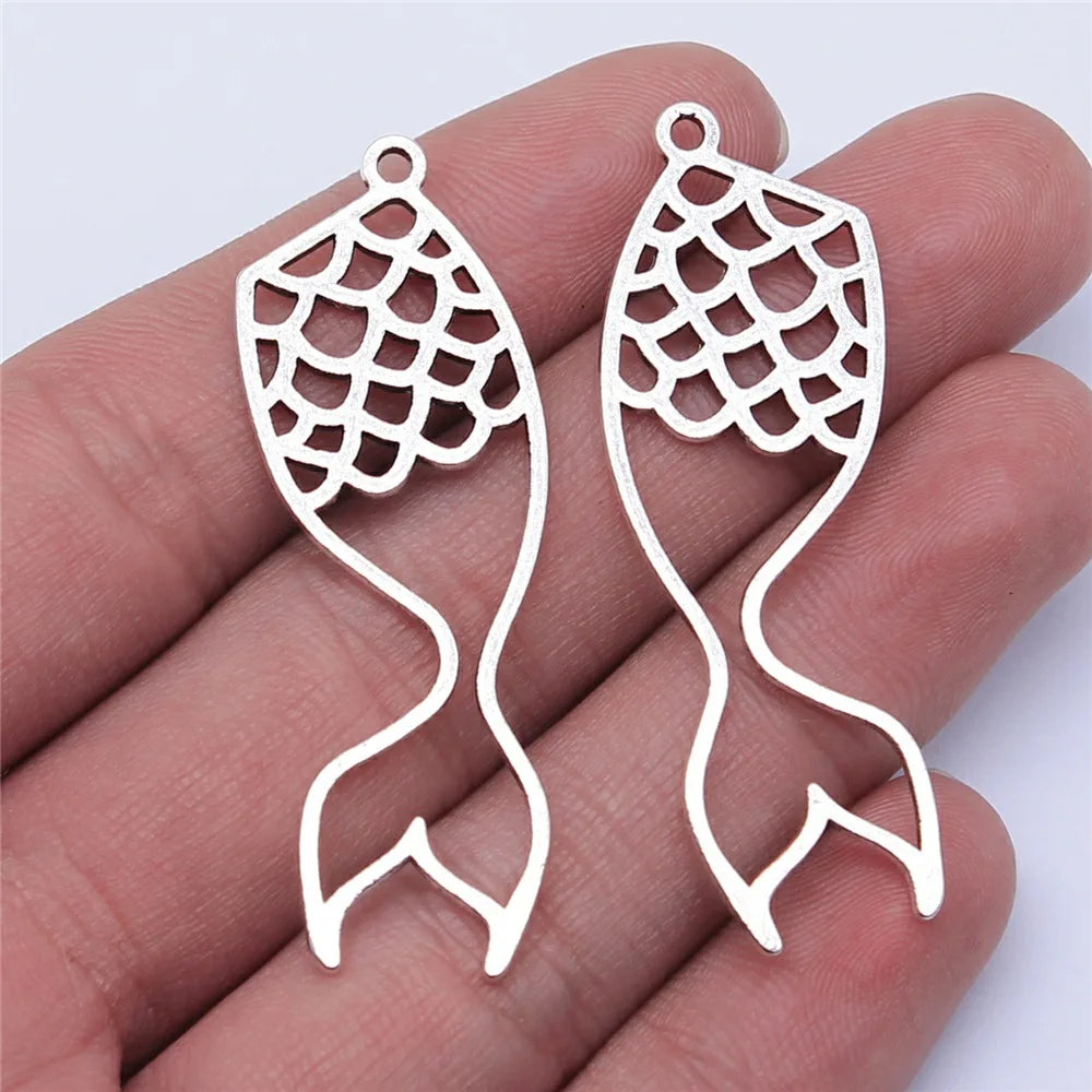 50x18mm 2.4g Multicolor Zinc Alloy Mermaid Tail Frame Charm Pendant for DIY Bracelet Necklace Making